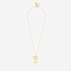 Monogrammed bow necklace in gold