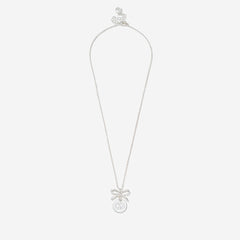 Monogrammed bow necklace in silver