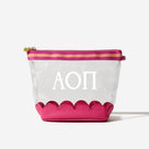 Alpha Omicron Pi Scalloped Clear Cosmetic Case | Hot Pink