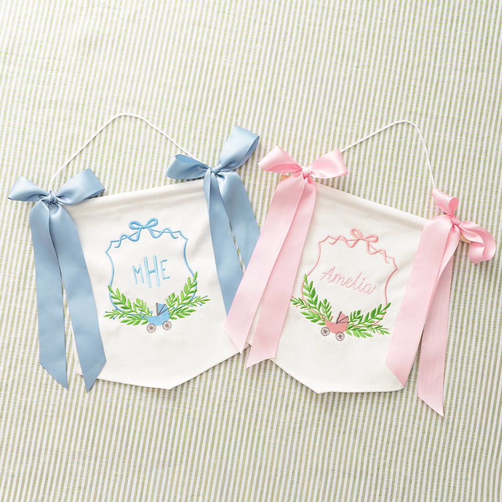 duo new baby banner in pink and blue