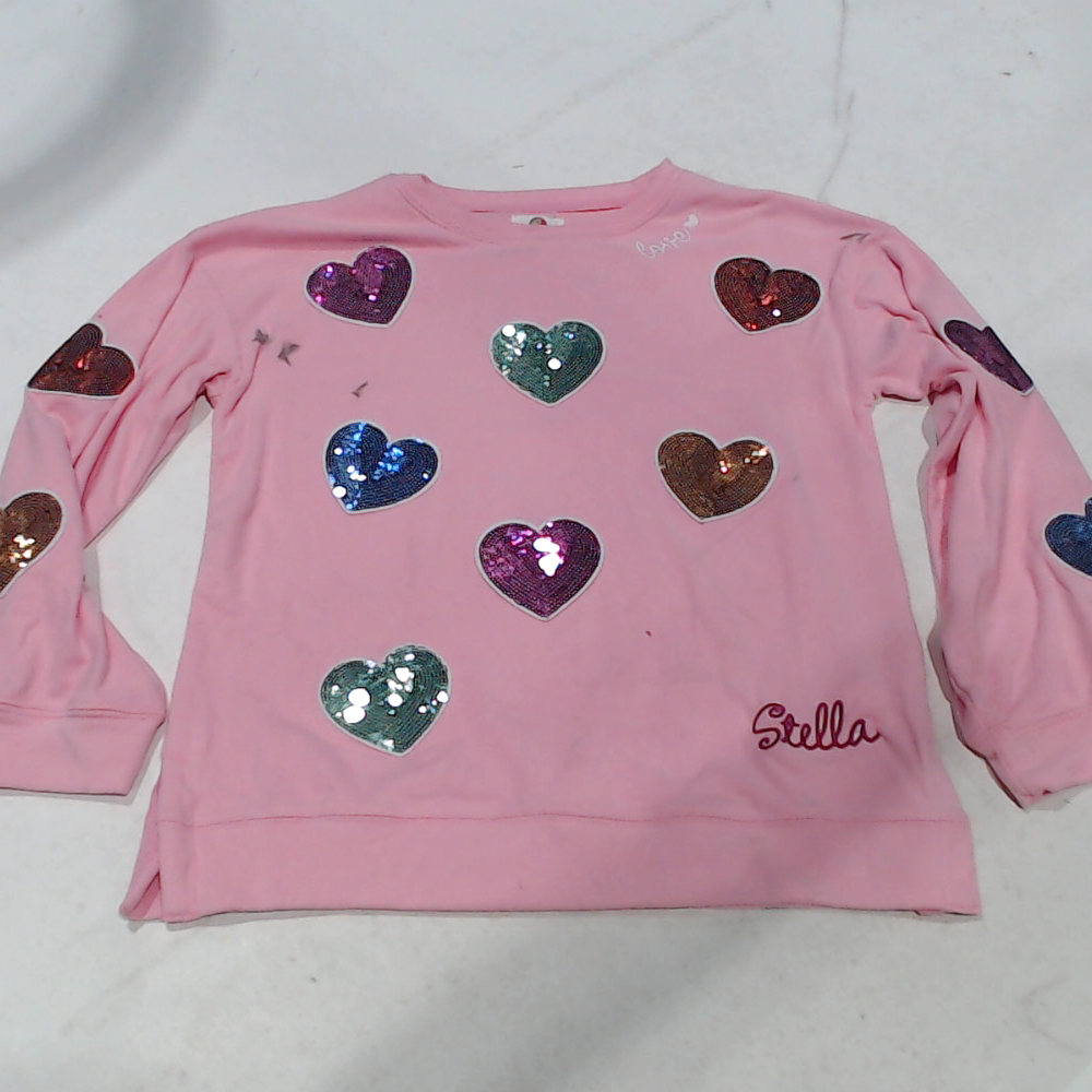 BLOOPER KIDS: Monogrammed Kids Sequin Hearts Sweatshirt