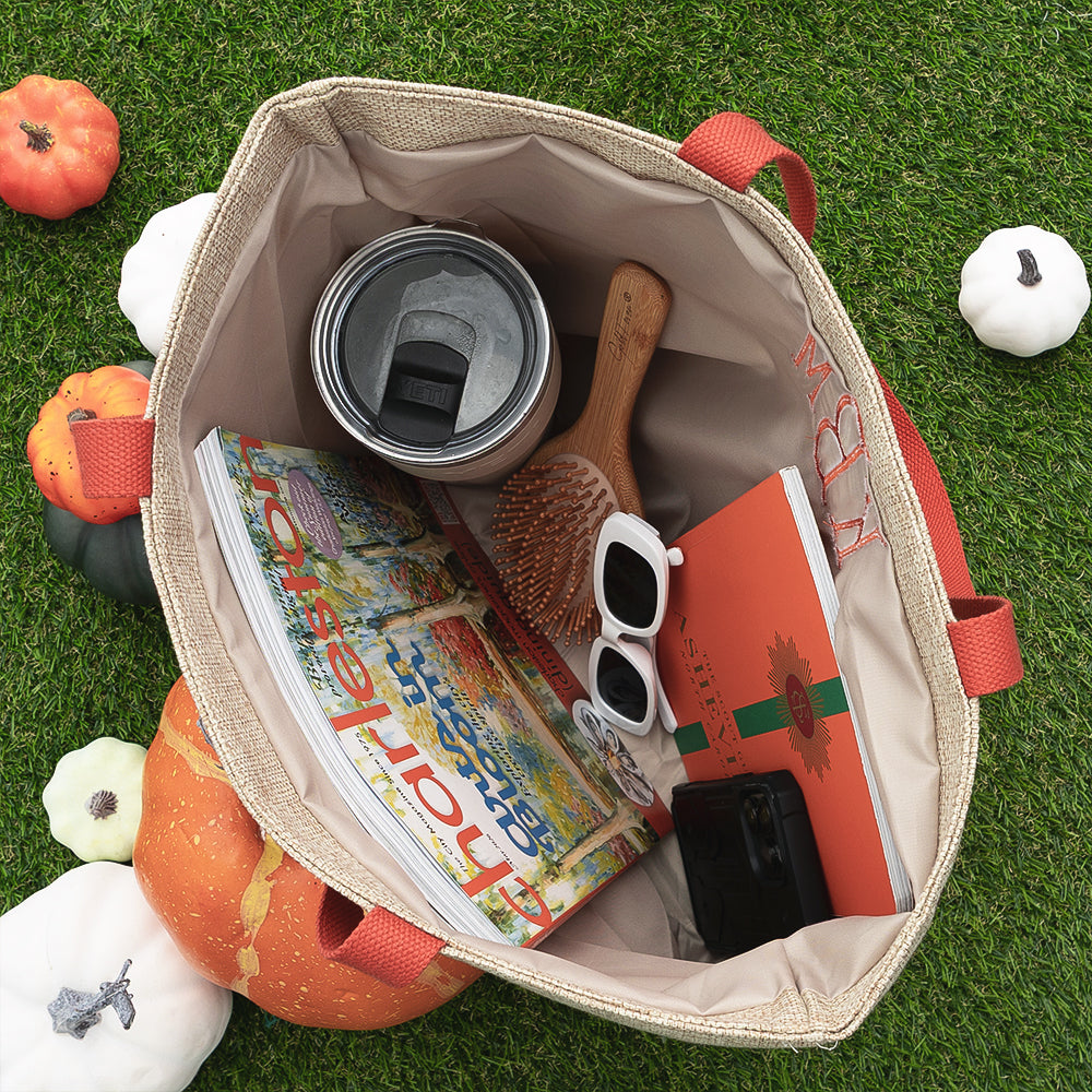 Monogrammed Sequin Tote Bag | Pumpkin
