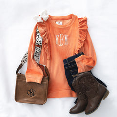 pumpkin softspun ruffle sweatshirt ootd