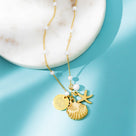 Monogrammed Shell Pearl Necklace | Gold