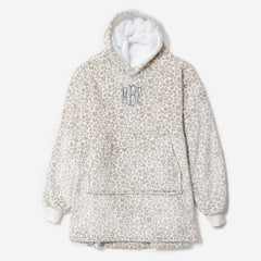 Monogrammed Blanket Hoodie in Snow Leopard