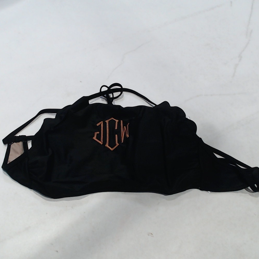 BLOOPER SWIM: Monogrammed Scalloped High Neck Bikini Top