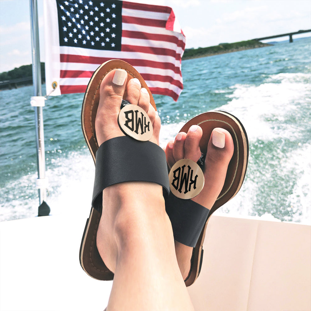 personalized sandals lake boat American flag