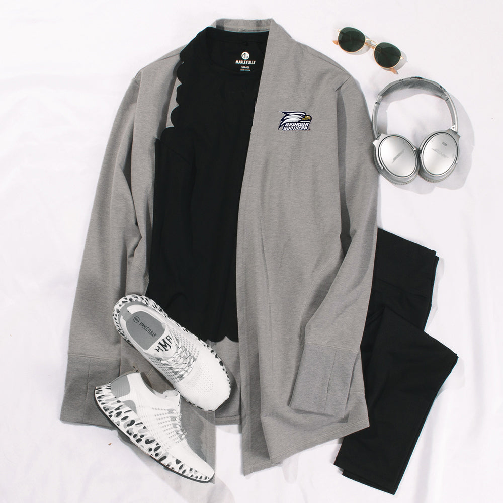 georgia southern eagles heathered gray cardigan ootd