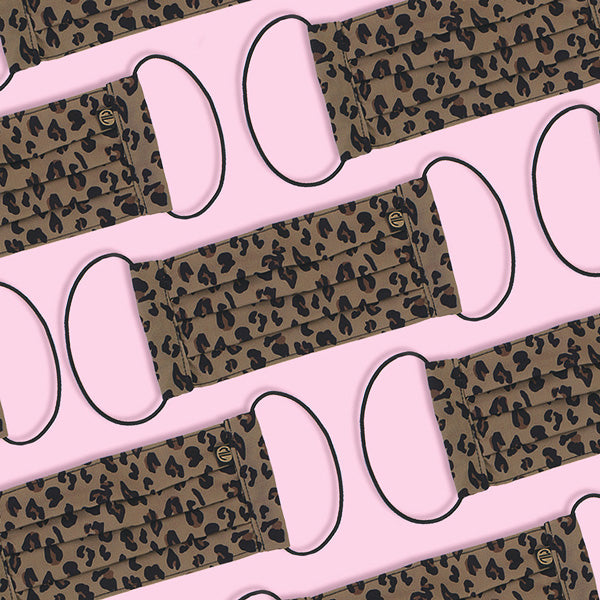 black and brown leopard print face masks