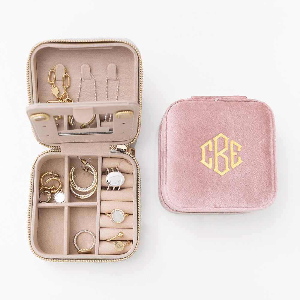 Personalized Velvet Travel Jewelry Case – Marleylilly