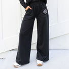 Monogrammed Wide Leg Pants | Black