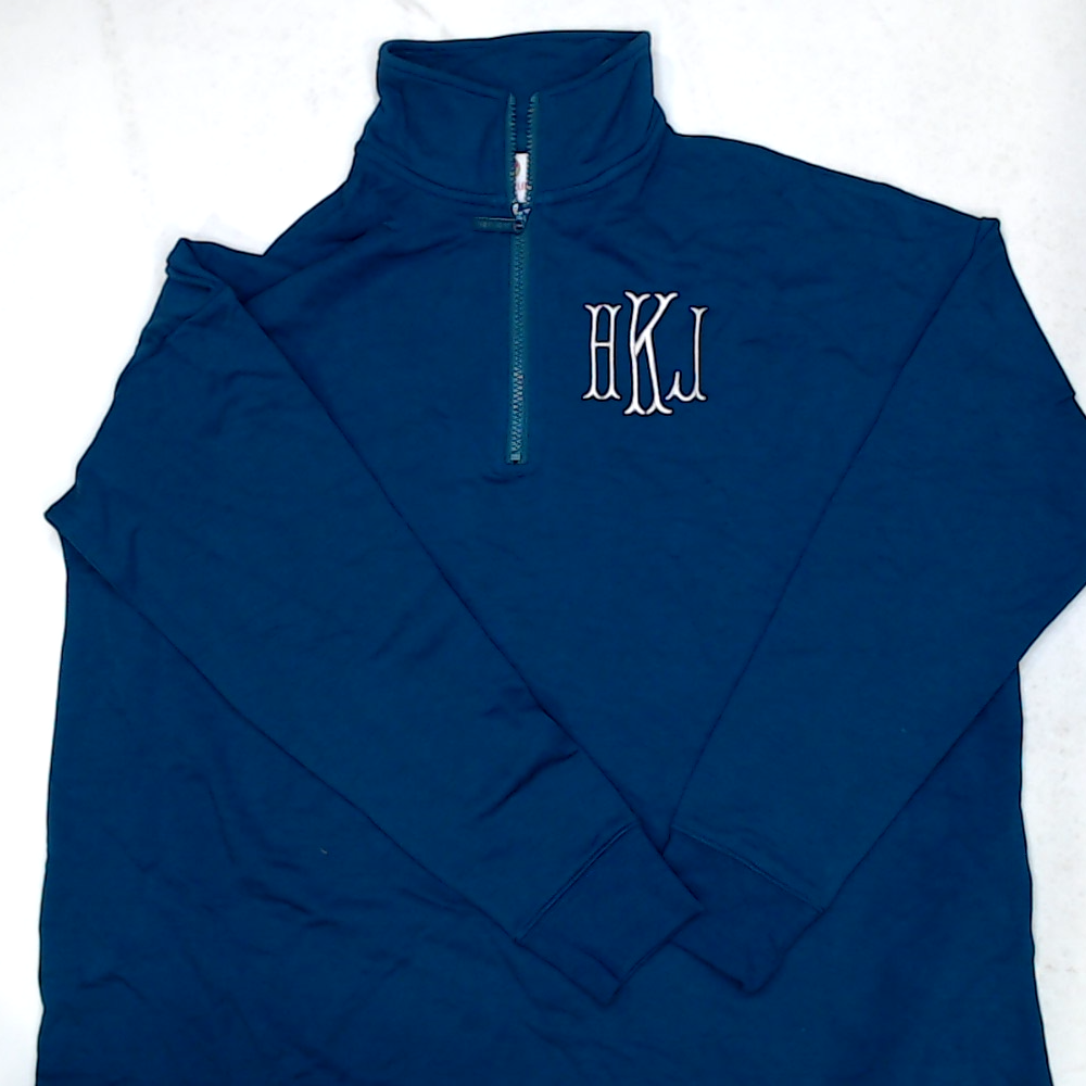 BLOOPER CLOTHING: Monogrammed Quarter Zip Sweatshirt