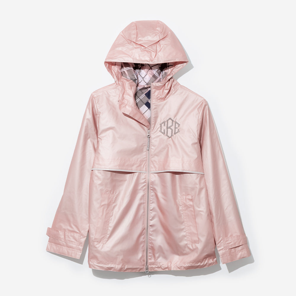 Monogrammed New England Rain Jacket in Rose Gold