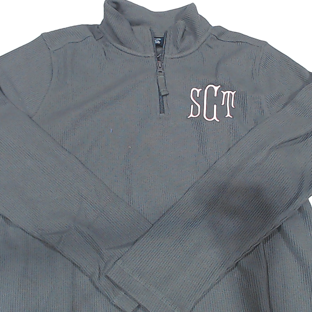 BLOOPER CLOTHING: Monogrammed Lightweight Waffle Quarter Zip Pullover