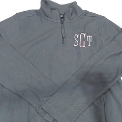BLOOPER CLOTHING: Monogrammed Lightweight Waffle Quarter Zip Pullover