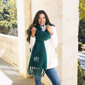 teal oversized scarf worn by peyton