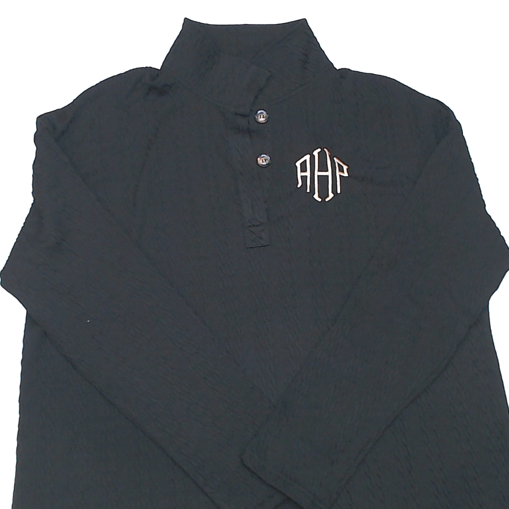 BLOOPER CLOTHING: Monogrammed Cable Knit Pullover