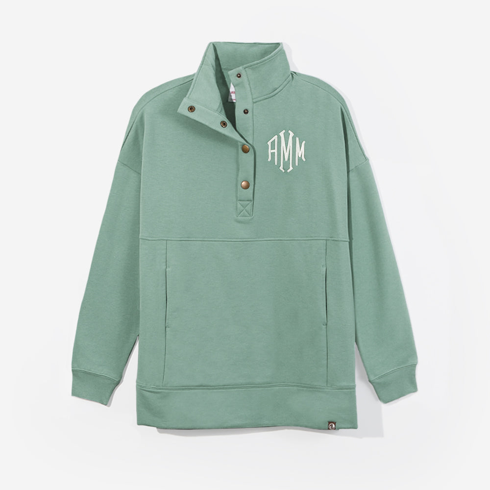 monogrammed sweatshirt tunic in sage