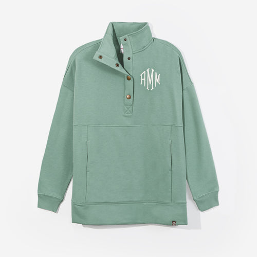monogrammed sweatshirt tunic in sage