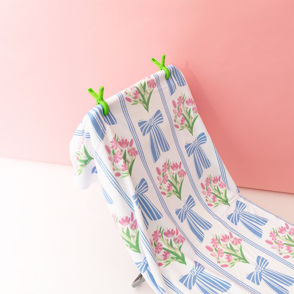 green beach chair towel clips with ribbon lattice towel
