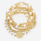 Monogrammed Beaded Bracelet Stack | White