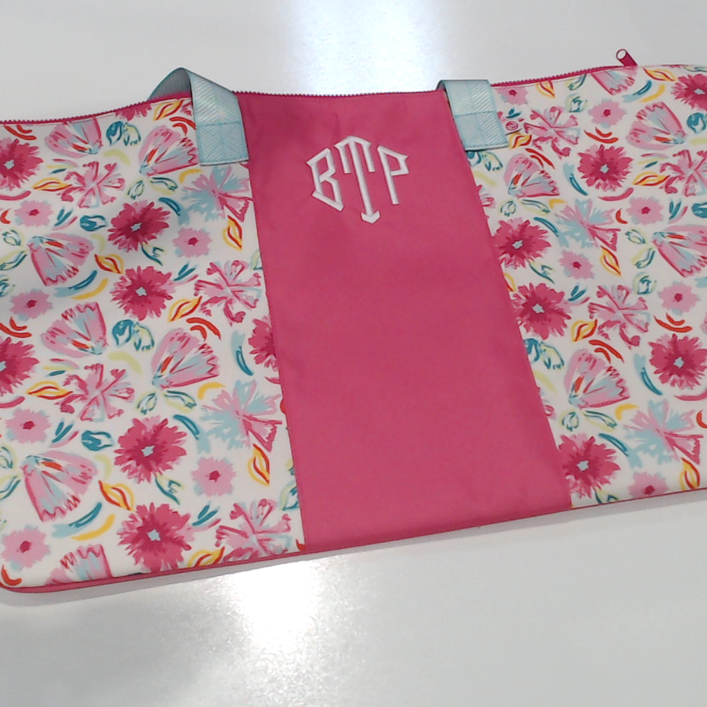 BLOOPER ACCESSORY: Monogrammed Weekend Bag