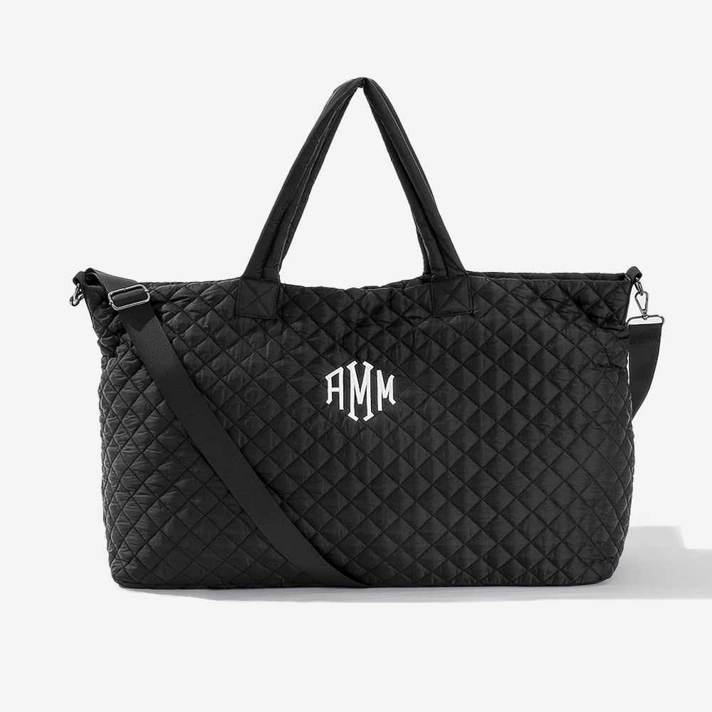 Monogrammed Diamond patterned Quilted Weekender – Marleylilly