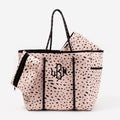 monogrammed neoprene diaper bag in blush safari