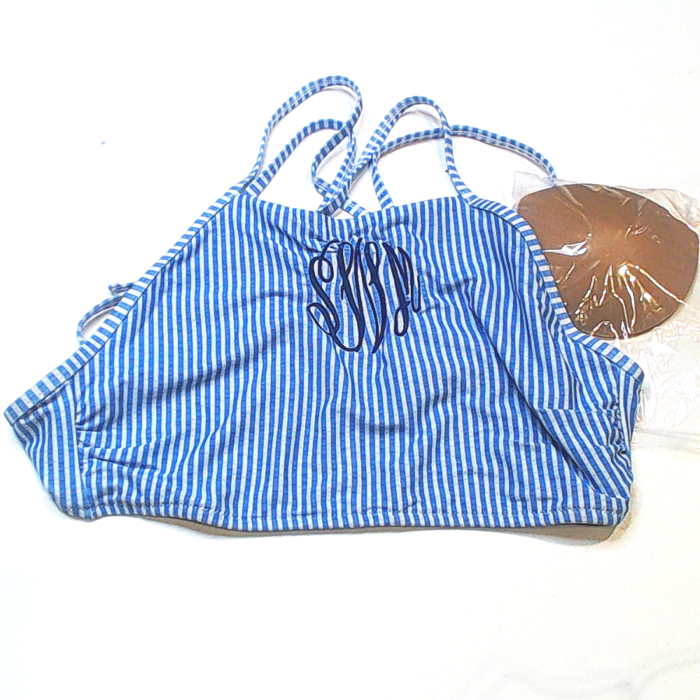 BLOOPER SWIM: Monogrammed High Neck Bikini Top