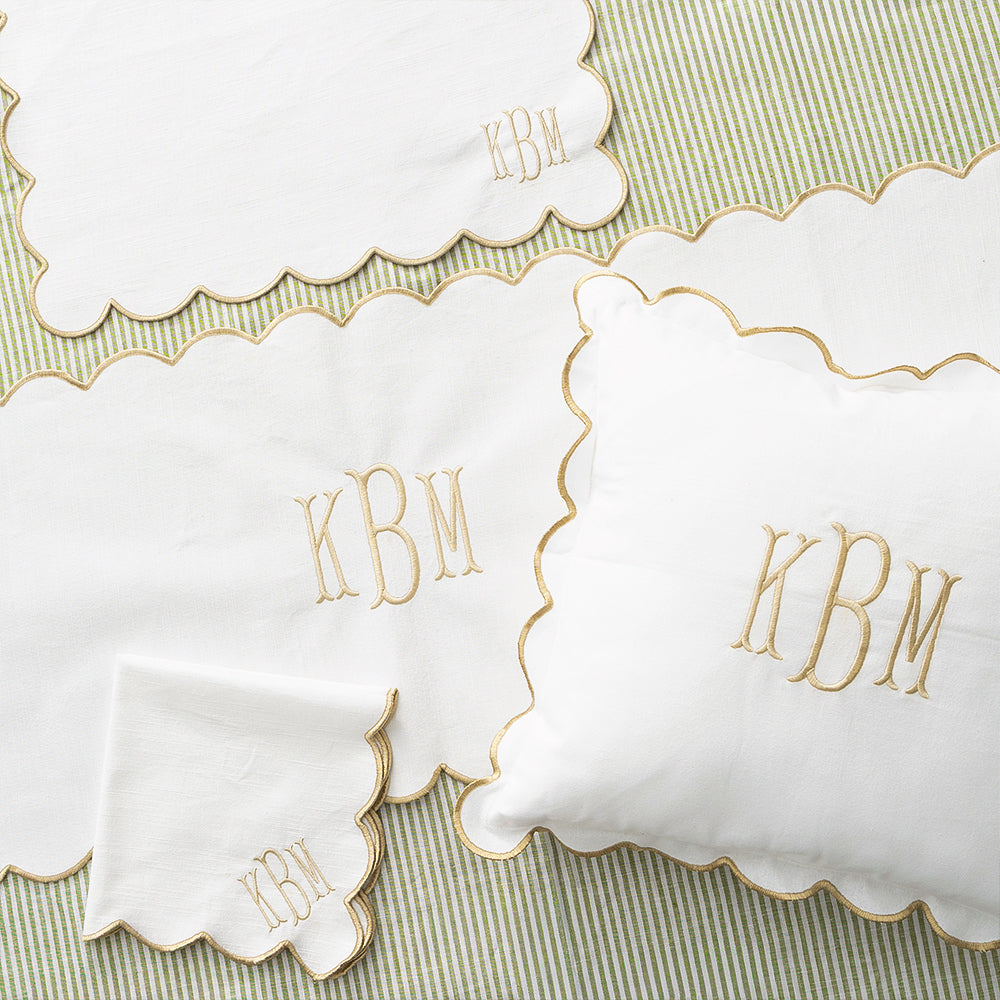 Monogrammed Scalloped Pillow Sham | Khaki