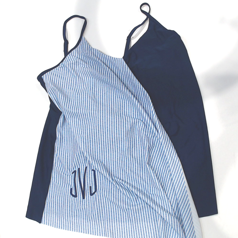 BLOOPER SWIM: Monogrammed Ruched Tankini