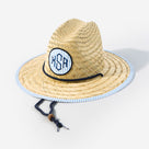 Monogrammed Kids Straw Hat | Navy Seersucker