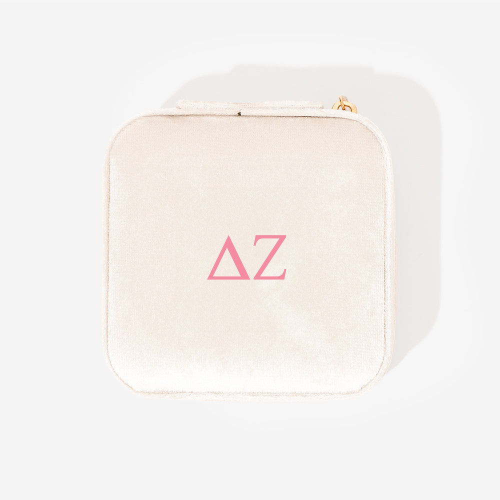 delta zeta velvet travel jewelry case
