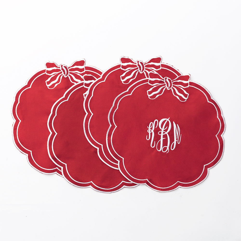 red bow scallop placemat group shot