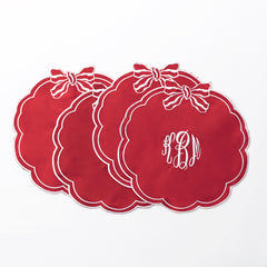 red bow scallop placemat group shot