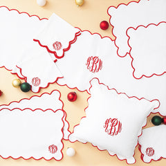 red scalloped christmas home collection