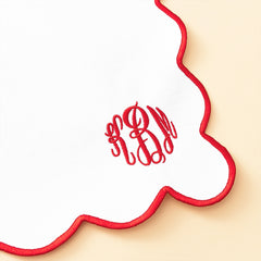 red scalloped placemat detail shot