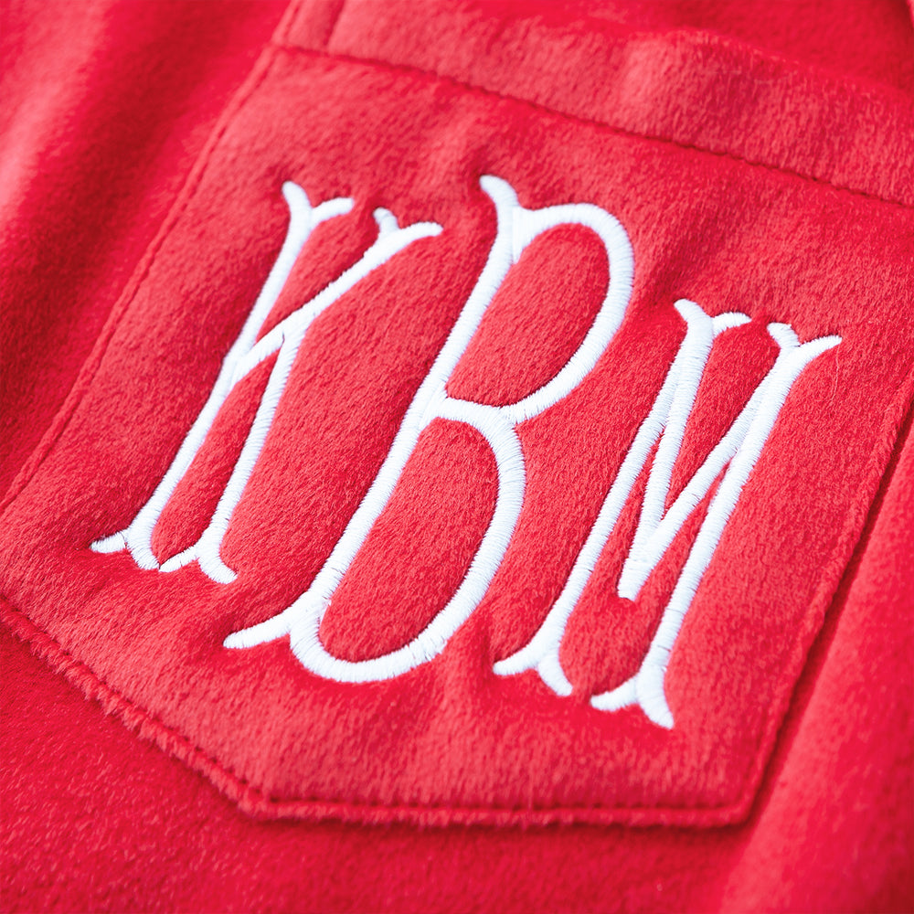 red softspun sweatshirt detail shot