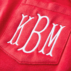 red softspun sweatshirt detail shot