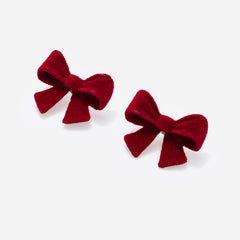 red velvet bow stud earrings