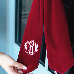 red velvet wreath sash up close