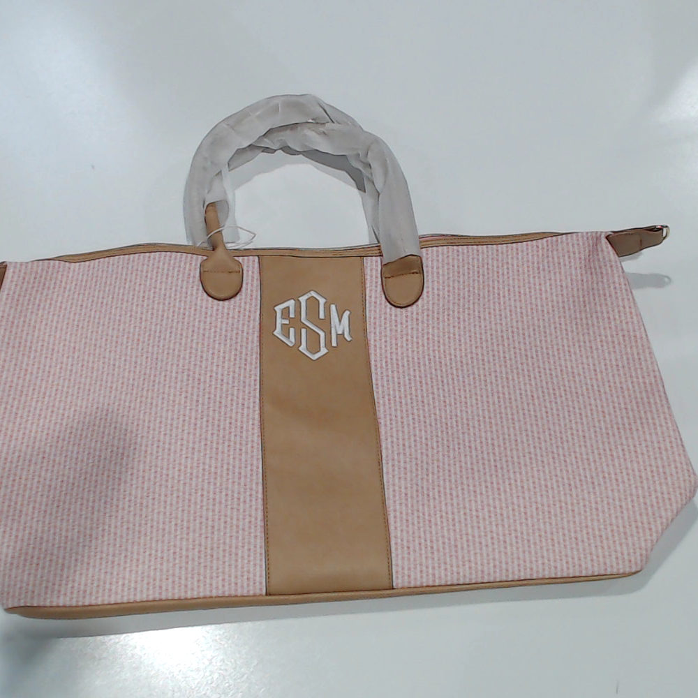 BLOOPER BAG: Monogrammed Seersucker Weekender