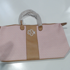 BLOOPER BAG: Monogrammed Seersucker Weekender
