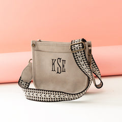 taupe grey kids saddlebag studio shot