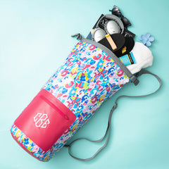 watercolor cheetah dry bag flatlay
