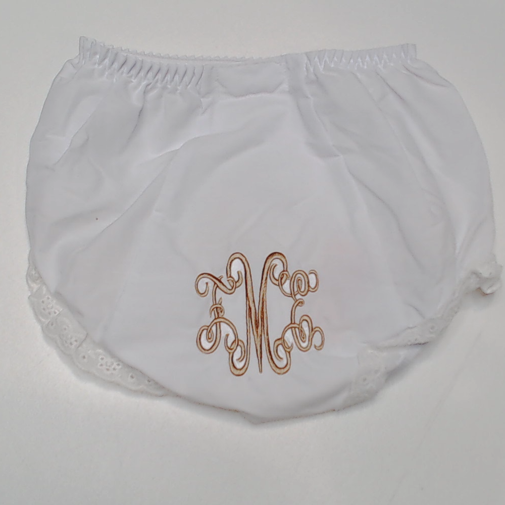 BLOOPER KIDS: Monogrammed White Eyelet Baby Bloomers