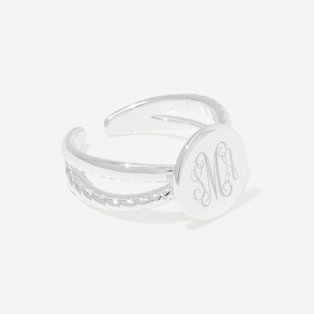 Monogrammed Criss Cross Ring in Silver