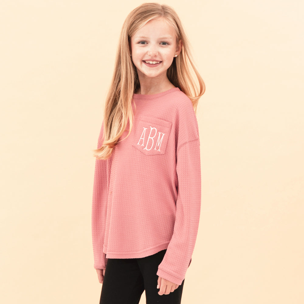 [addie] dusty rose kids waffle shirt