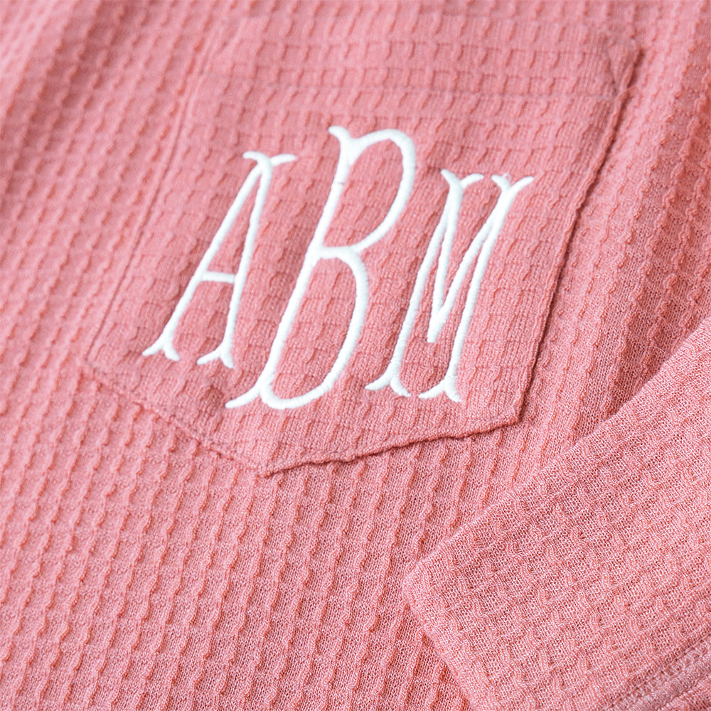 Monogrammed Kids Waffle Shirt | Dusty Rose