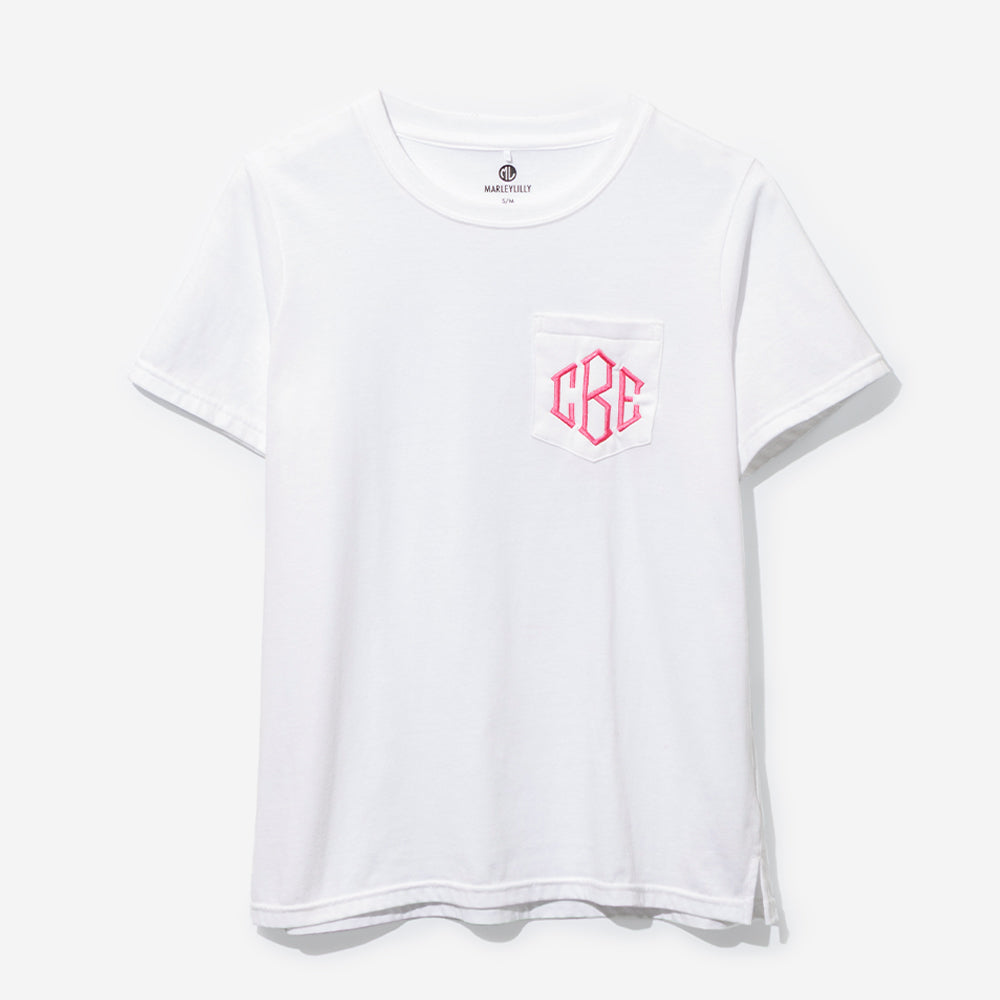 Monogrammed Short Sleeve Shirt | White